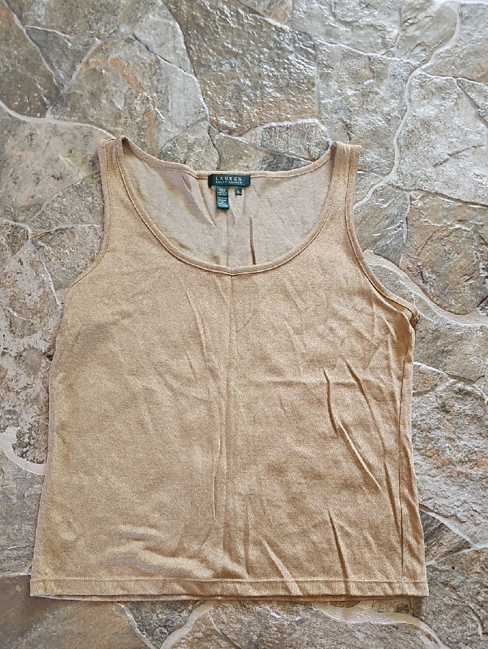 Lauren Ralph Lauren Metallic Gold Knit Tank Top